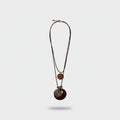 Brown Leather Double Pendant Charm Necklace