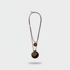 Brown Leather Double Pendant Charm Necklace