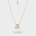 Gold Pearl and Rhinestone Bell Charm Necklace