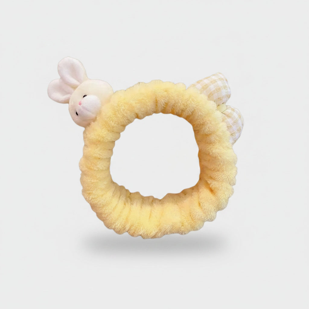 Bunny Plush Yellow Hair Ring With Wings