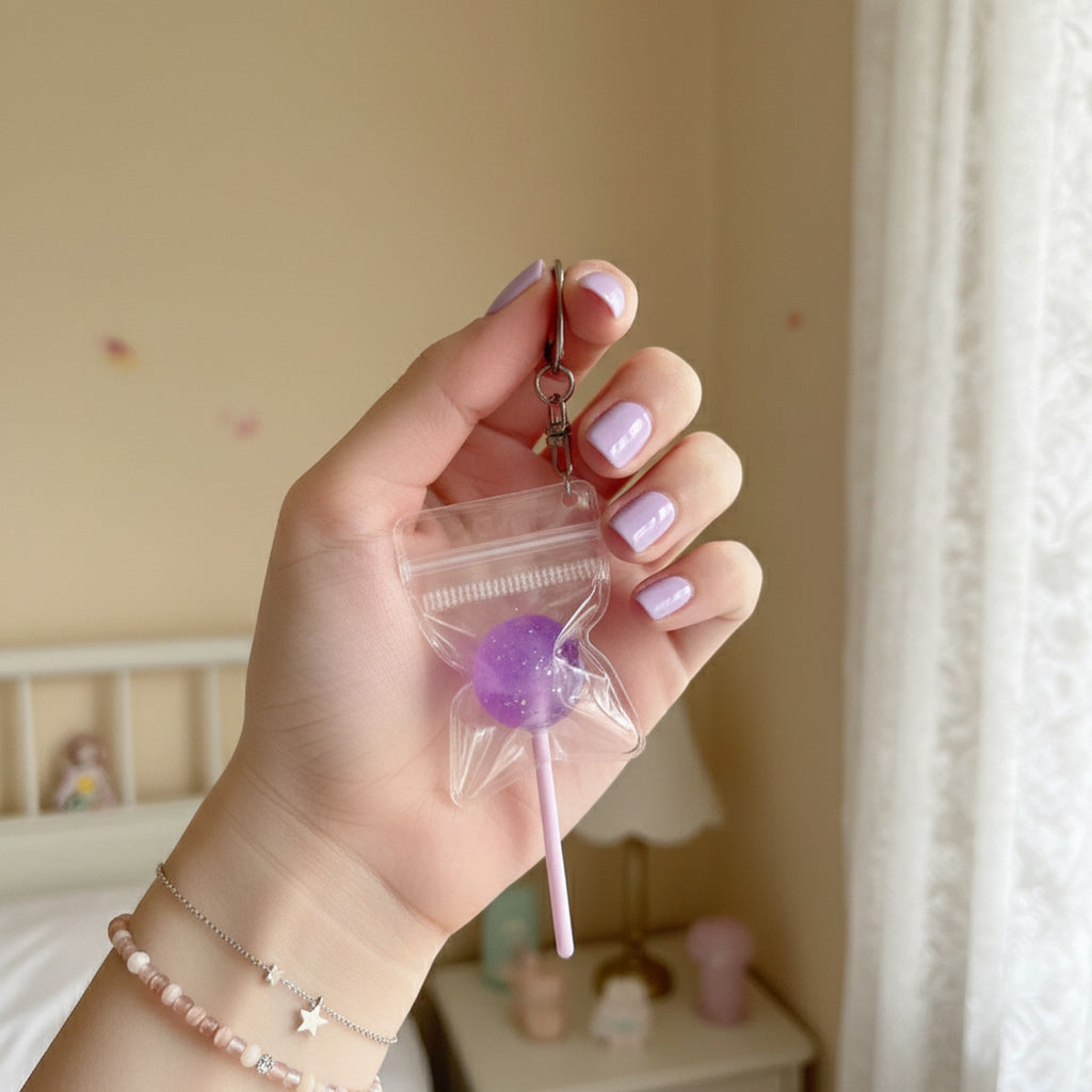 Purple Lollipop Acrylic Keyring Charm