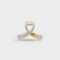 Cream Pearl Hair Claw With Gold Charm