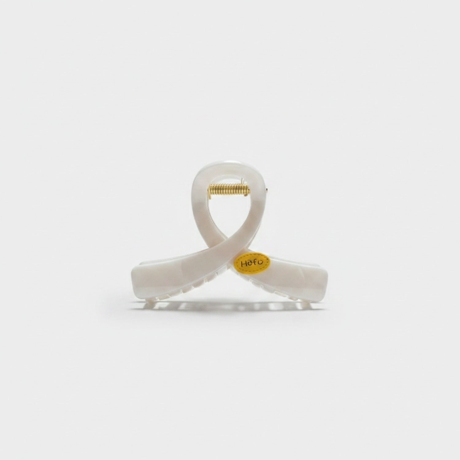 Cream Pearl Hair Claw With Gold Charm