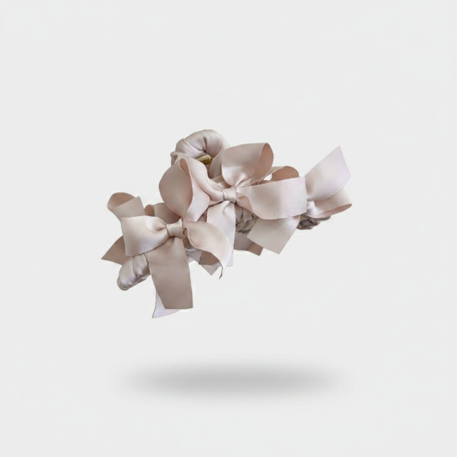 Cream Satin Bow Hair Claw Clip