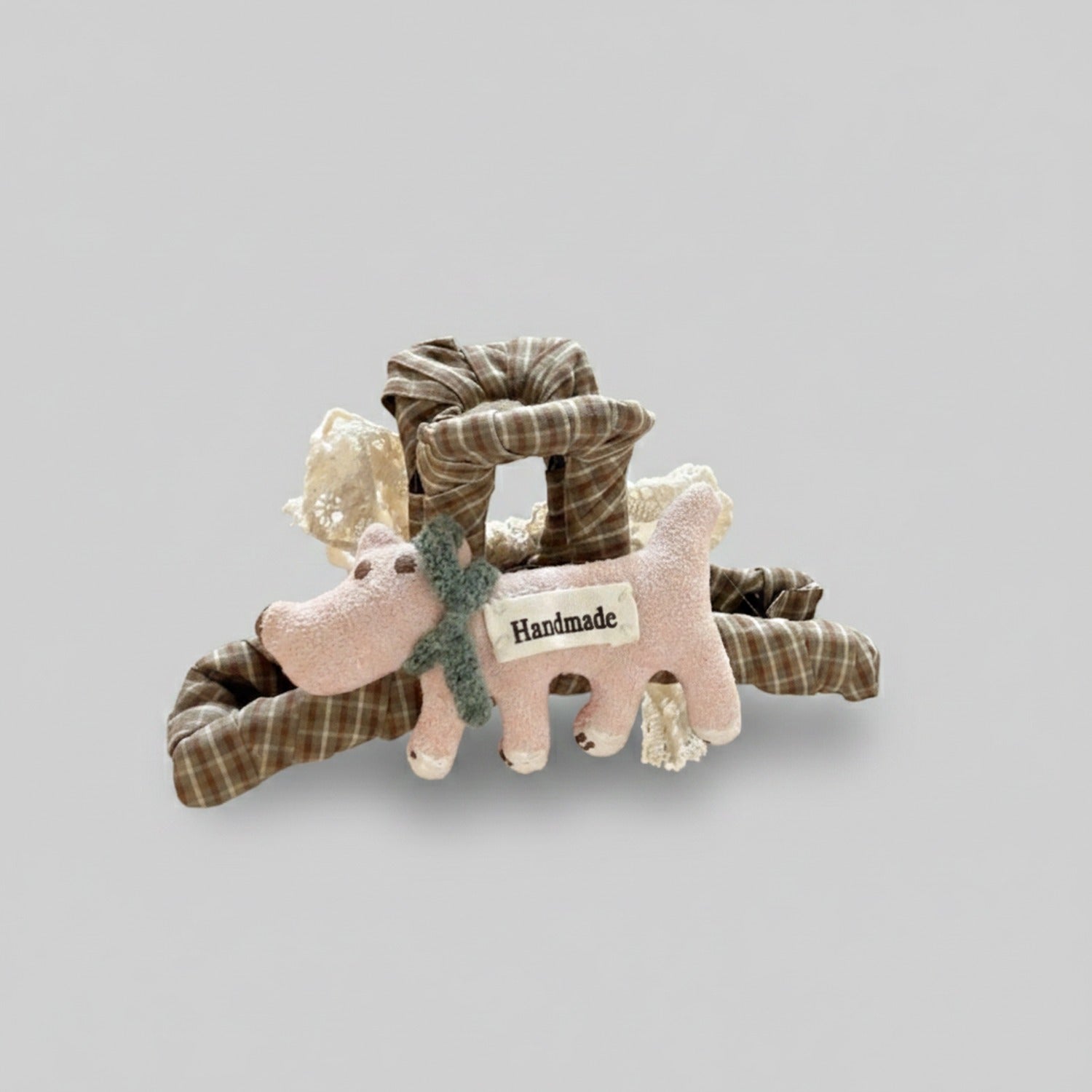 Pink Fuzzy Cat Hair Claw With Ribbon Bow