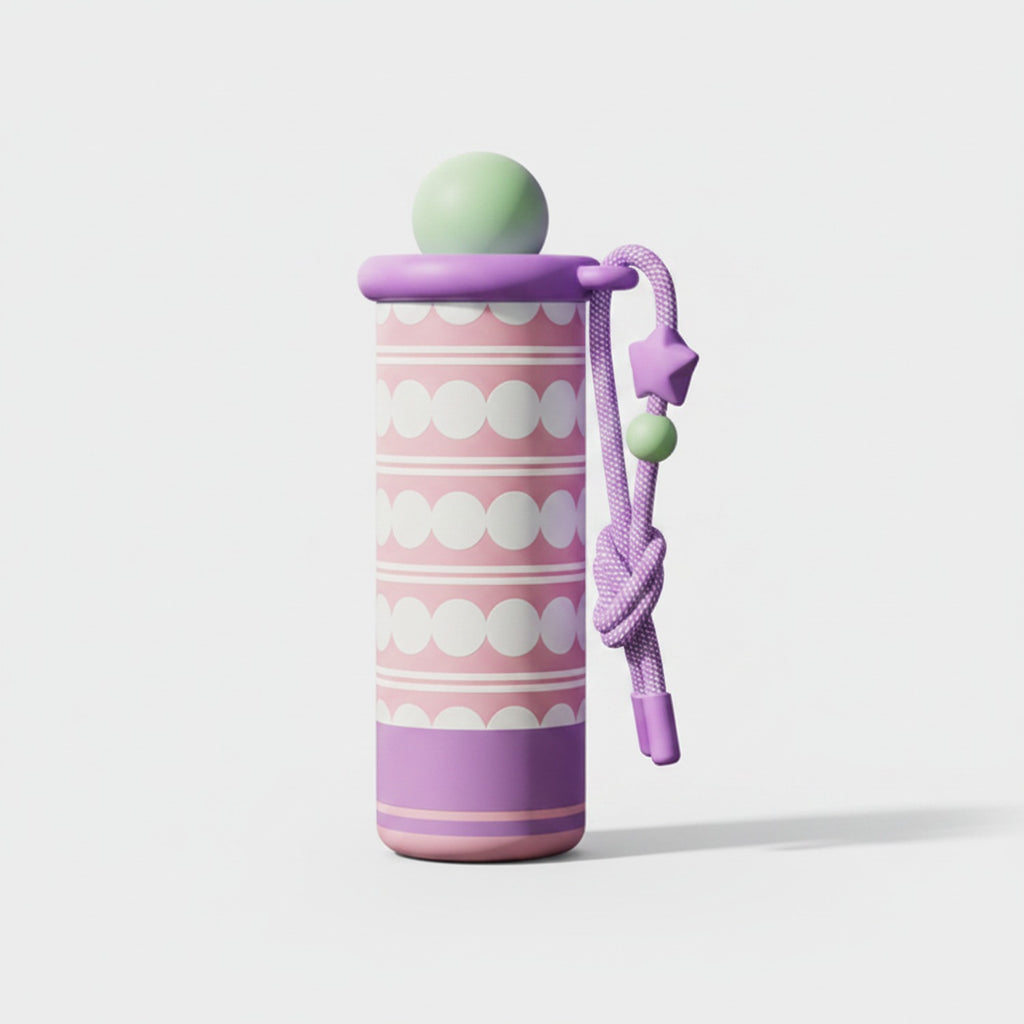 Pastel Pink Polka Dot Tumbler With Purple Rope Handle