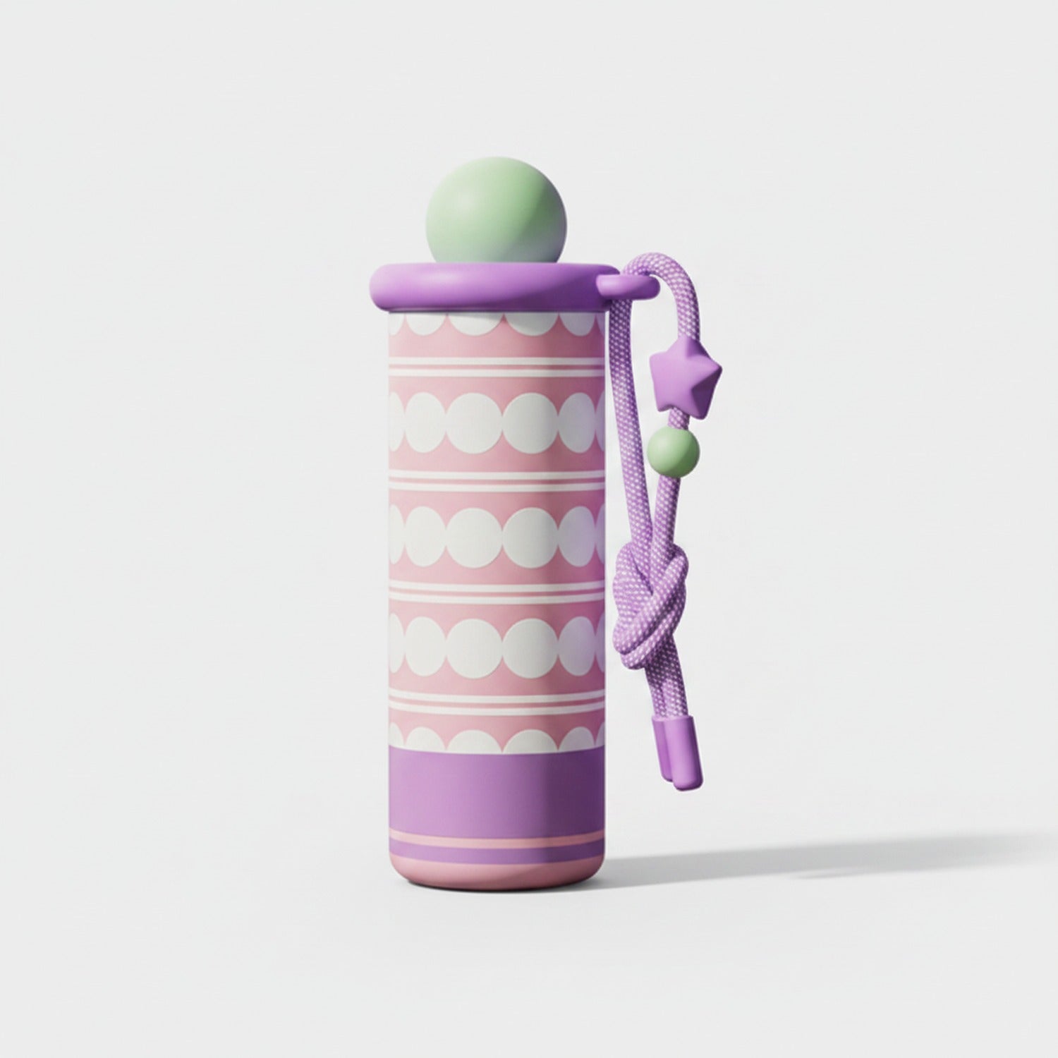 Pastel Pink Polka Dot Tumbler With Purple Rope Handle