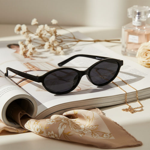 Black Oval Retro Sunglasses