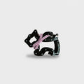 Black Metal Hair Claw With Pink Ribbon Bow