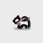 Black Metal Hair Claw With Pink Ribbon Bow