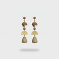 Woven Bell Charm Drop Earrings With Wooden Beads