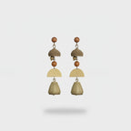 Woven Bell Charm Drop Earrings With Wooden Beads
