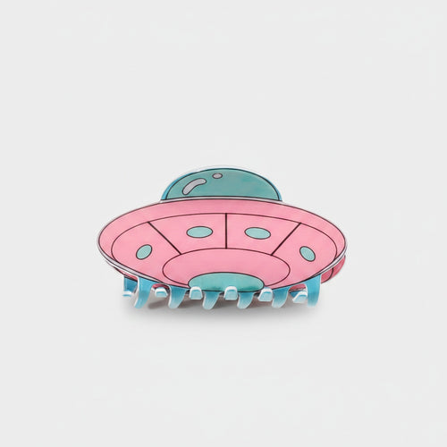Alien UFO Pink Hair Claw Clip