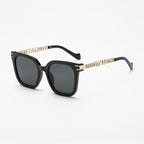 Square Sunglasses With Detail Arms - Black Frame Gray Lens – eyewear (view 1)