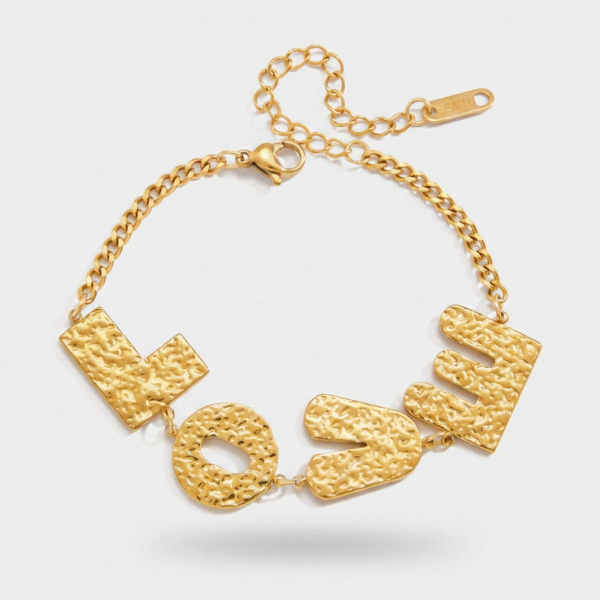 Gold Textured Geometric Charm Bracelet Chain – jewelry (view 1)
