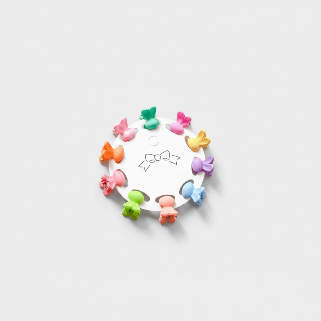 Blue Flower Hair Clips Set Bunnies