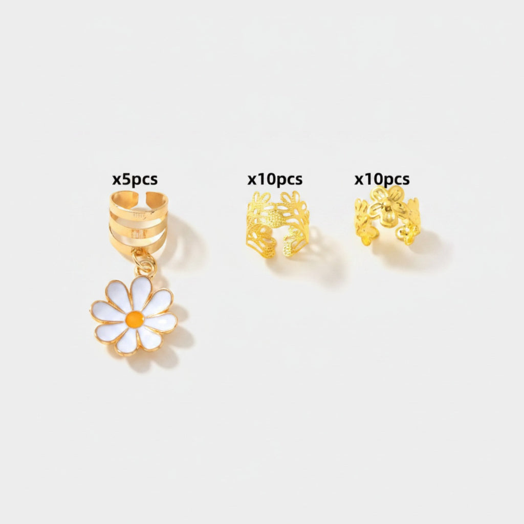 Daisy Charm Hair Clip Set Gold
