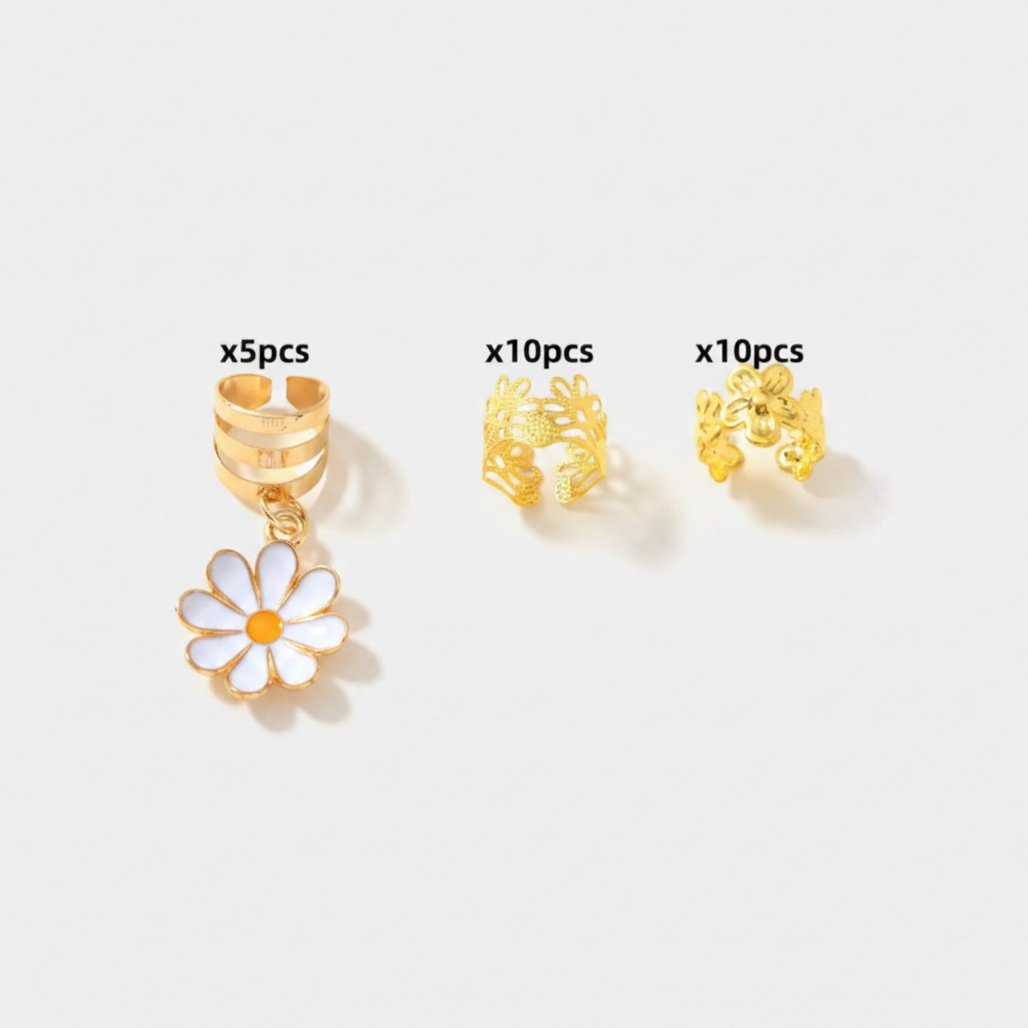 Daisy Charm Hair Clip Set Gold