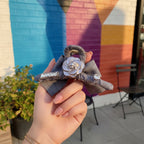 Gray Linen Hair Claw With Rose Charm