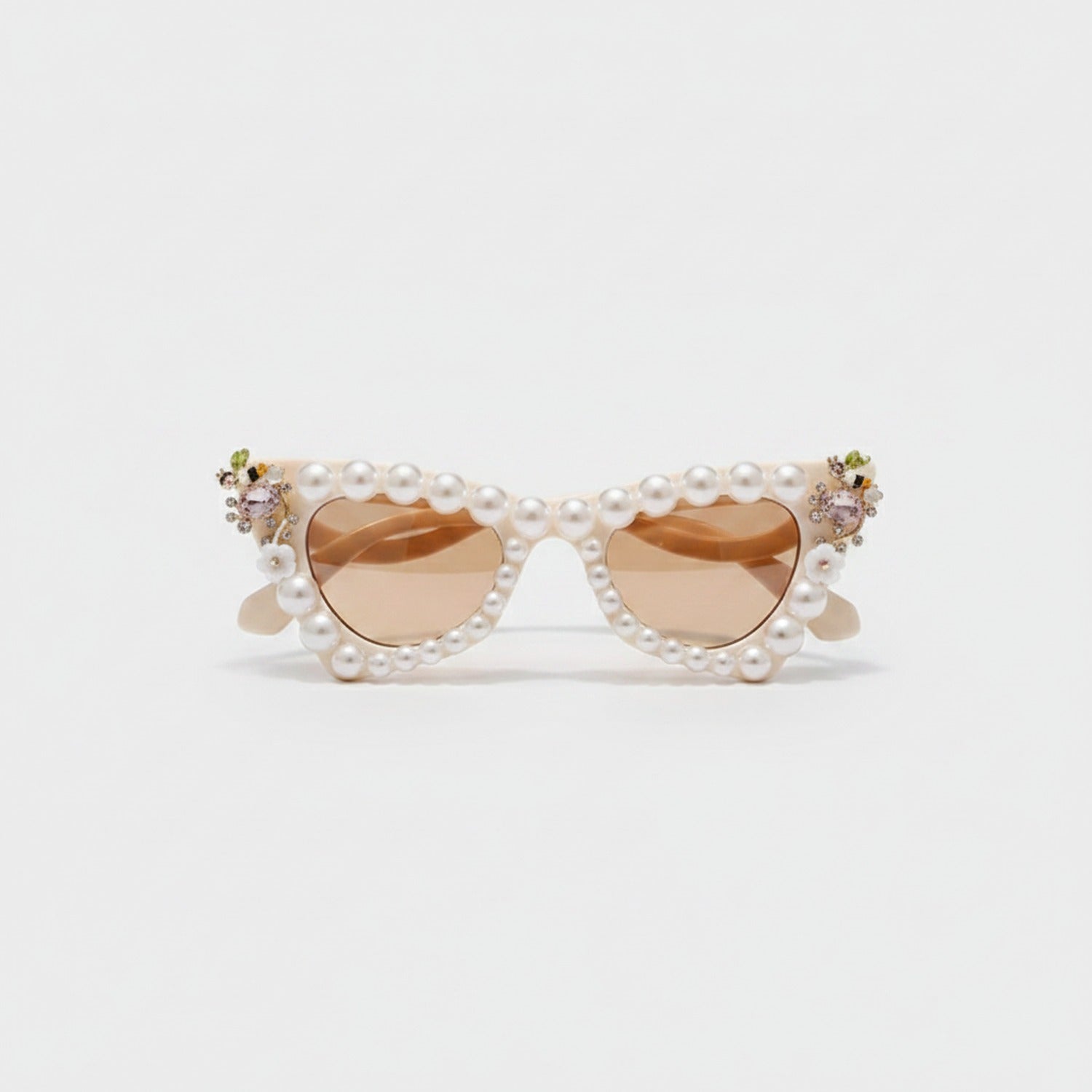 Pearl Beaded Heart-Shaped Sunglasses Pink