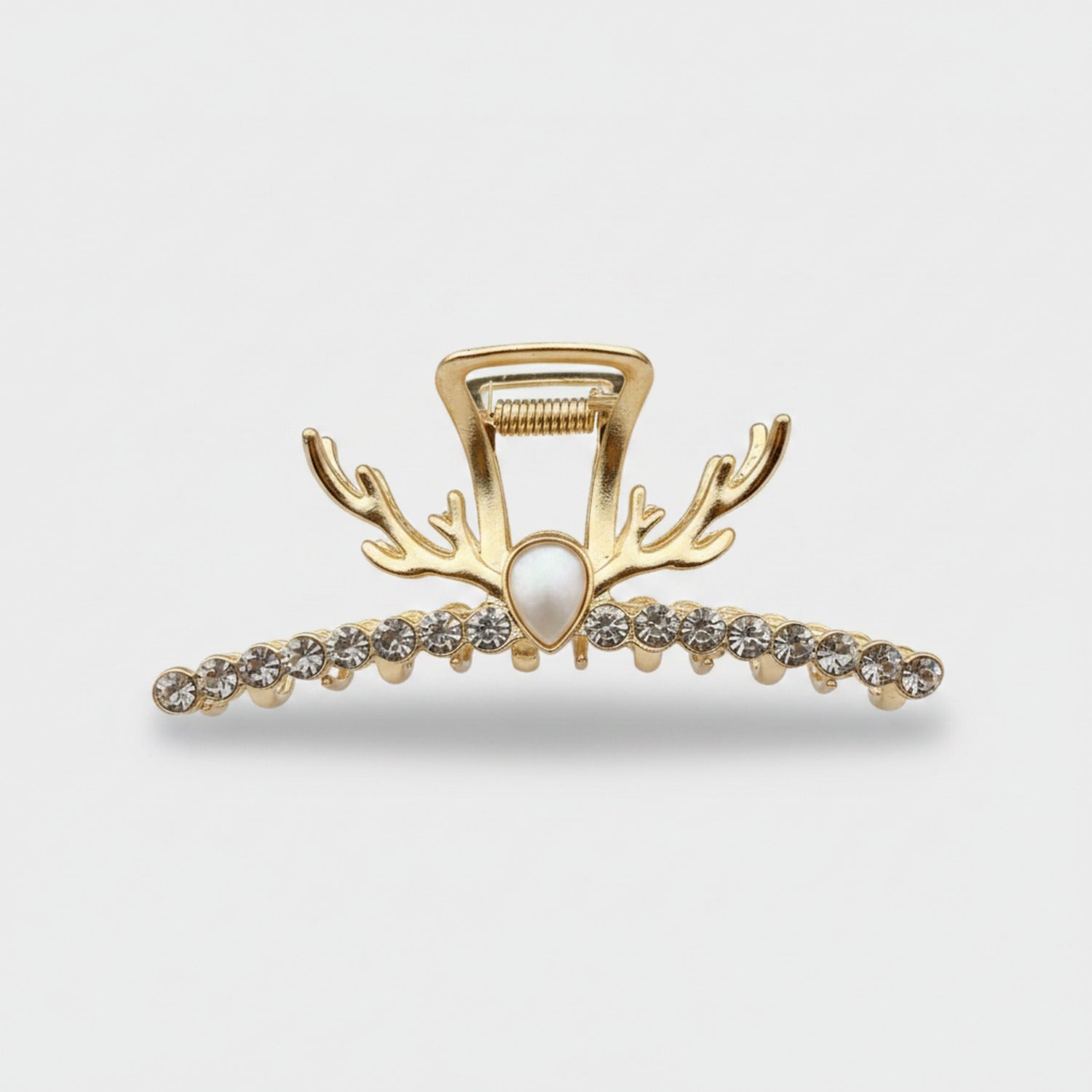 Gold Antler Pearl Rhinestone Hair Claw