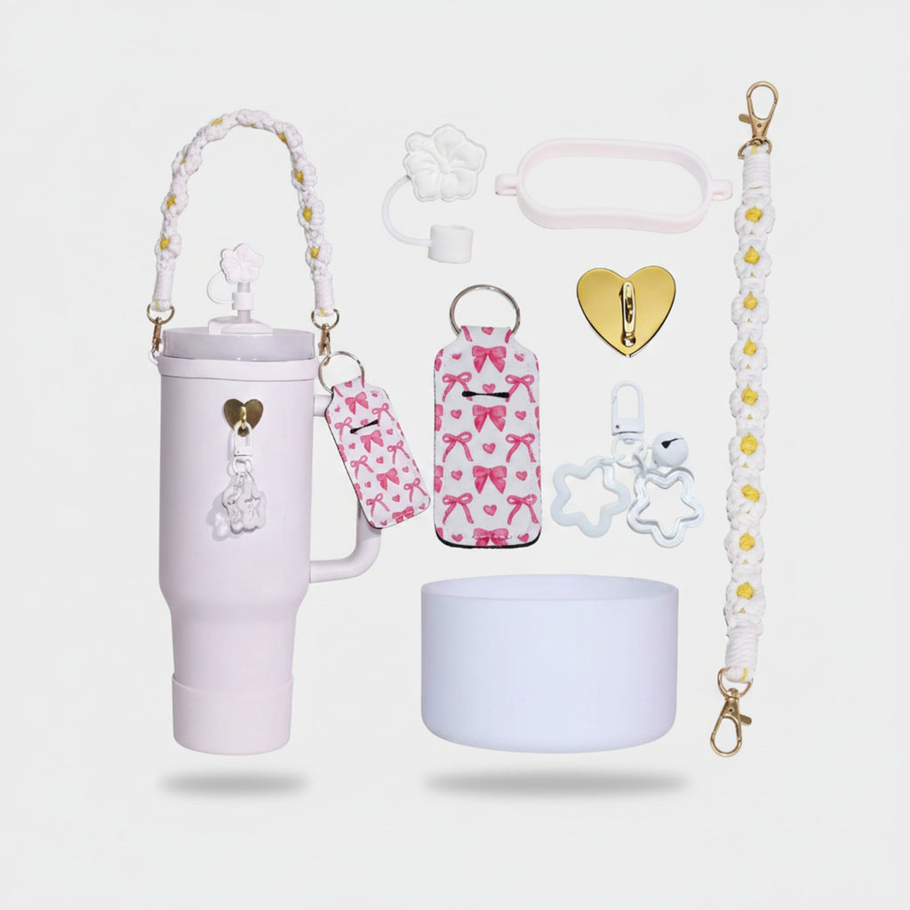 Daisy Flower Beaded Cup Charm Accessories Set