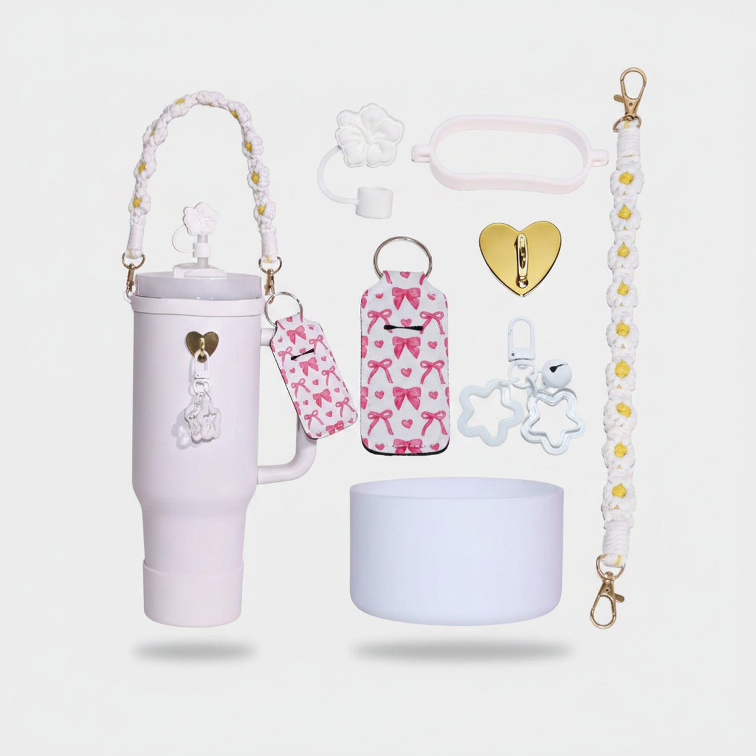 Daisy Flower Beaded Cup Charm Accessories Set