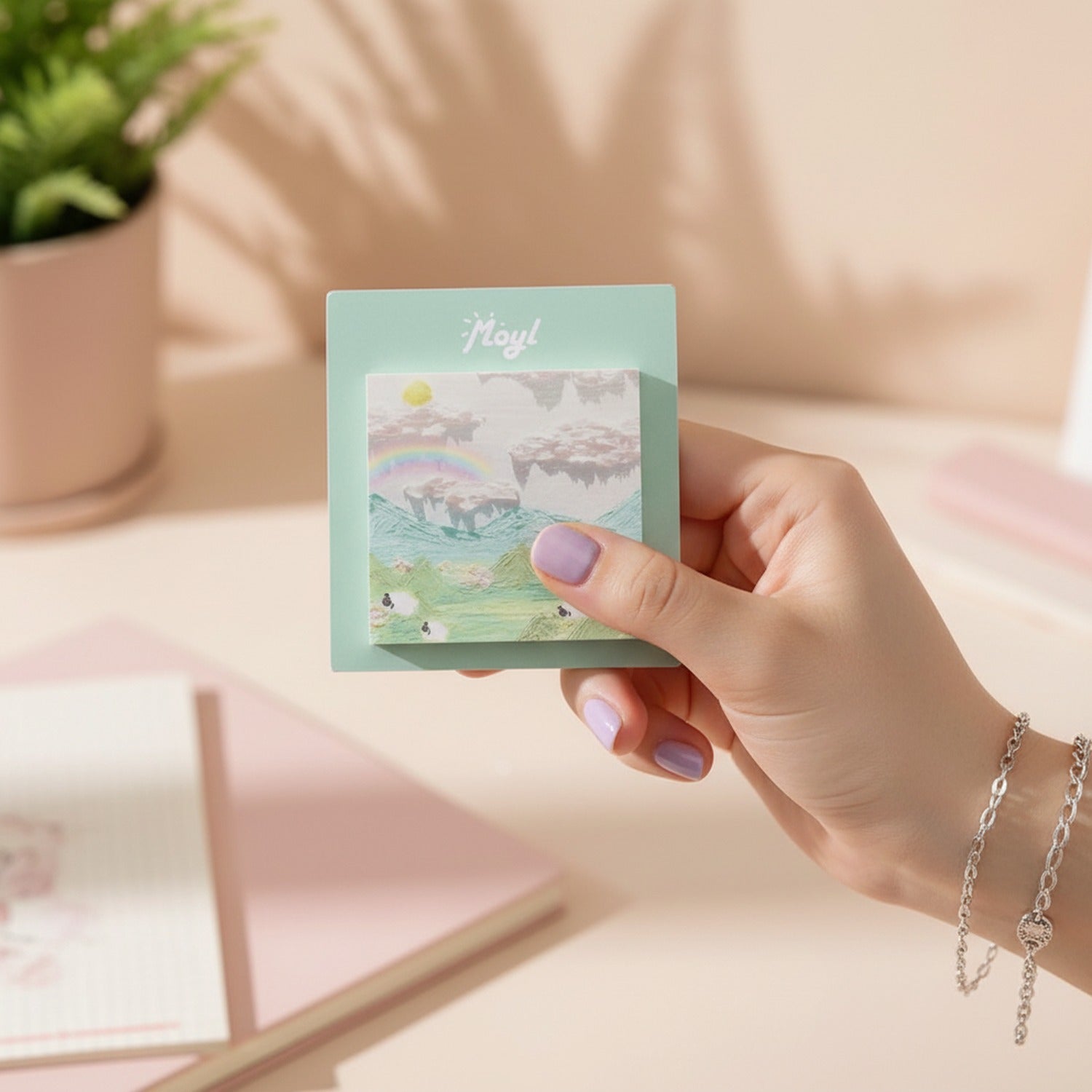 Pastel Mint Landscape Sticky Notes Set