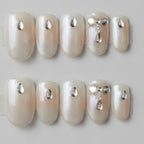 Glam Rhinestone Press-On Nails Set - Nude Rhinestone