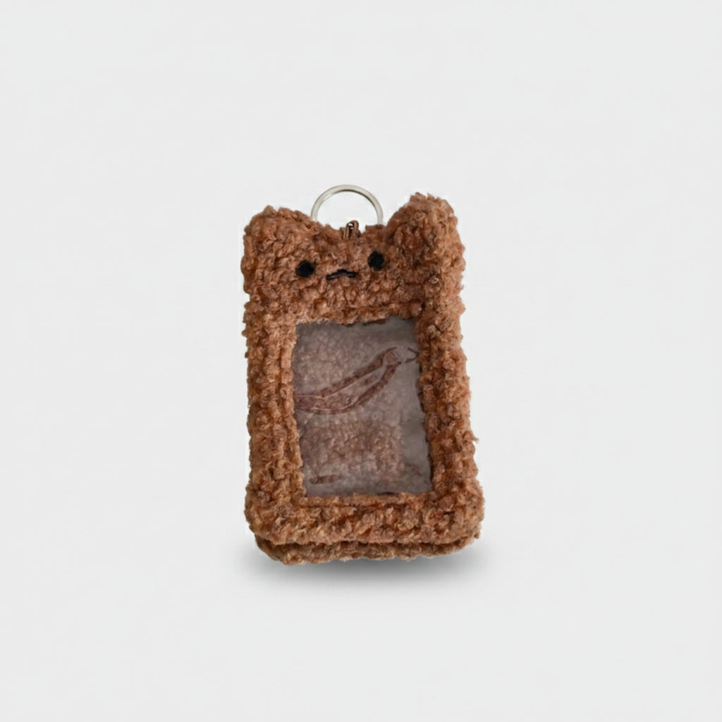 Fluffy Teddy Bear Photo Charm Keychain
