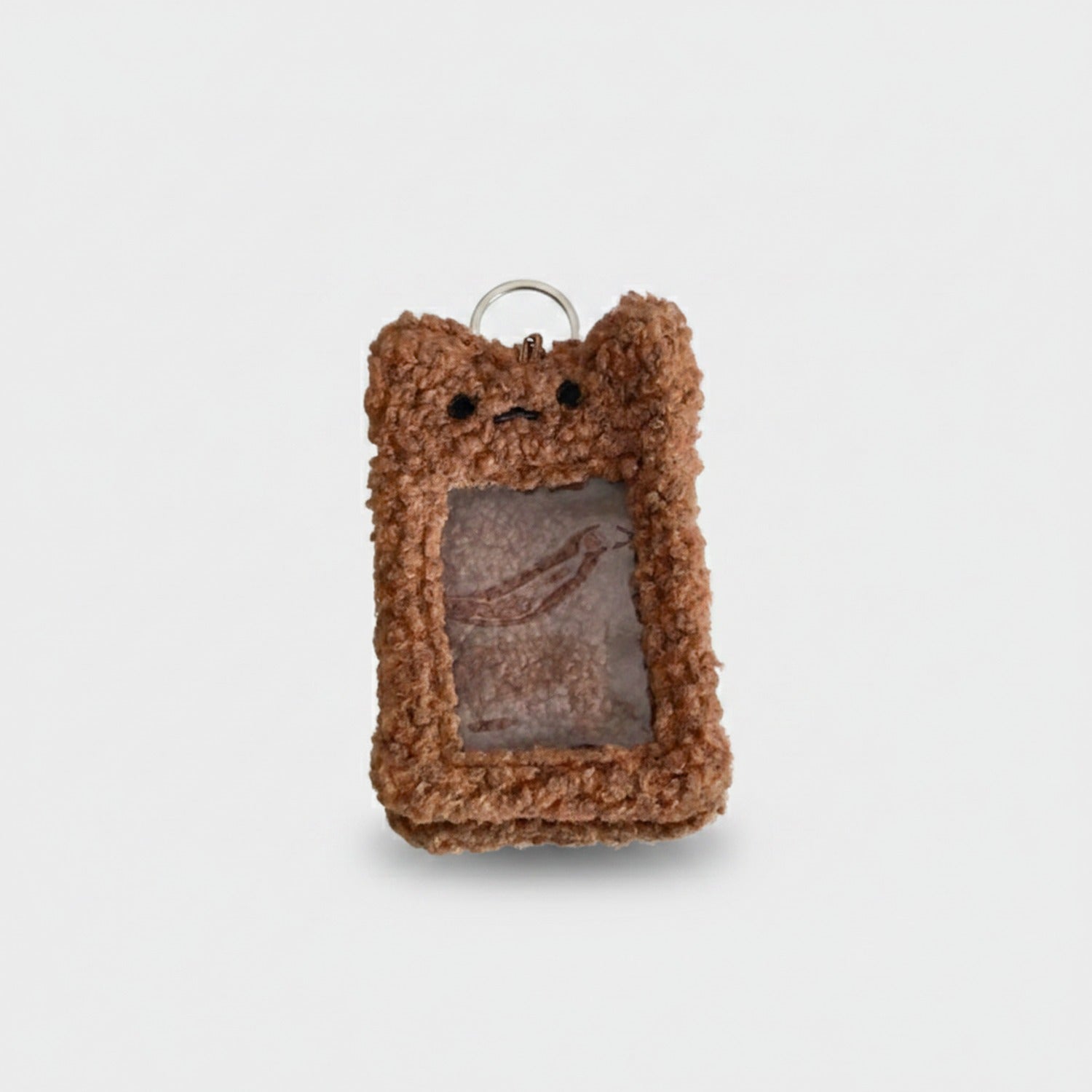 Fluffy Teddy Bear Photo Charm Keychain