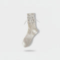Cream Polka Dot Bow Tie Ankle Socks
