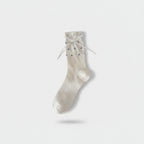 Cream Polka Dot Bow Tie Ankle Socks