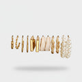 Gold Pearl Beaded Hoop Earring Set