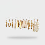 Gold Pearl Beaded Hoop Earring Set