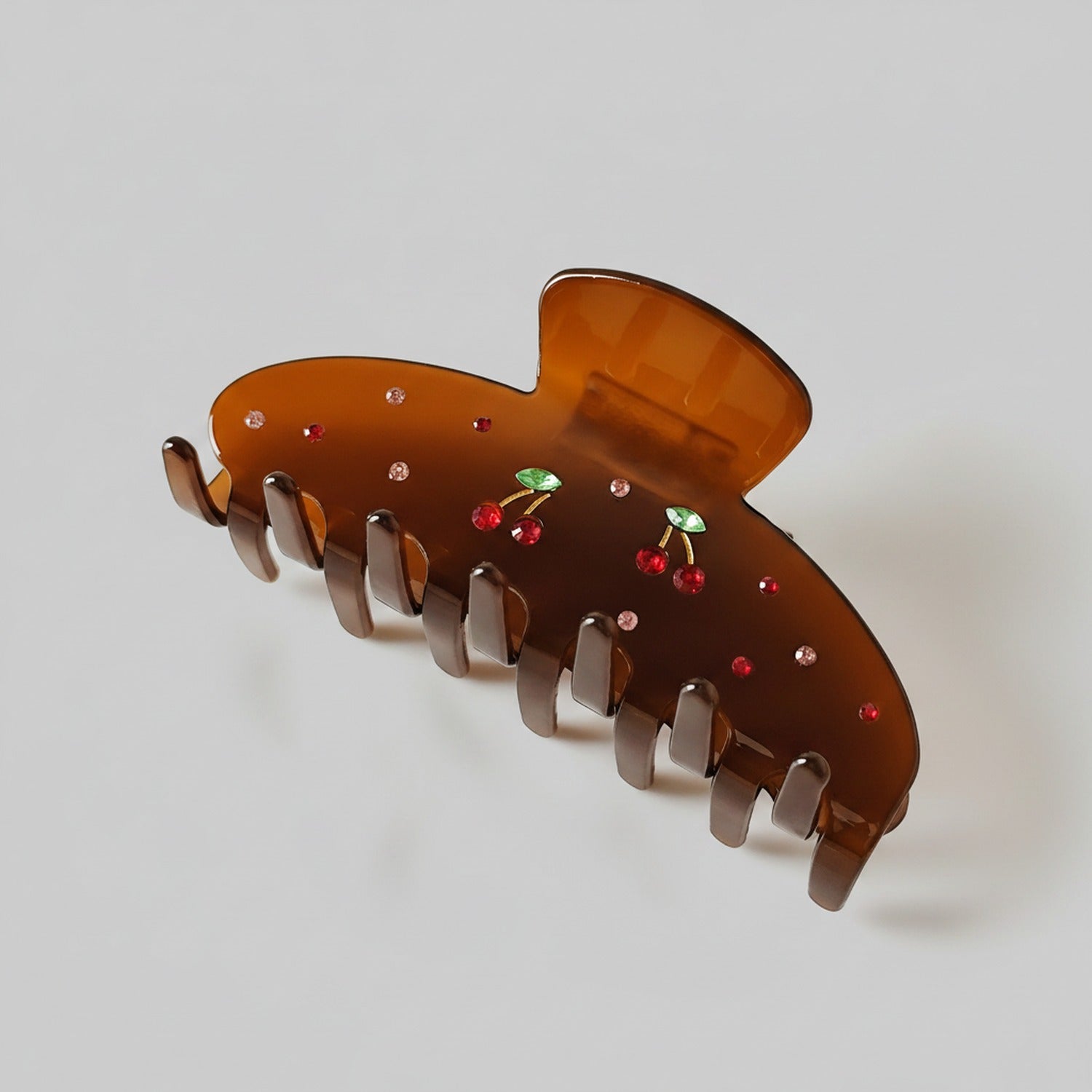 Pink Cherry Rhinestone Hair Claw Clip