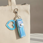 Holographic Heart Charm Keychain - Blue