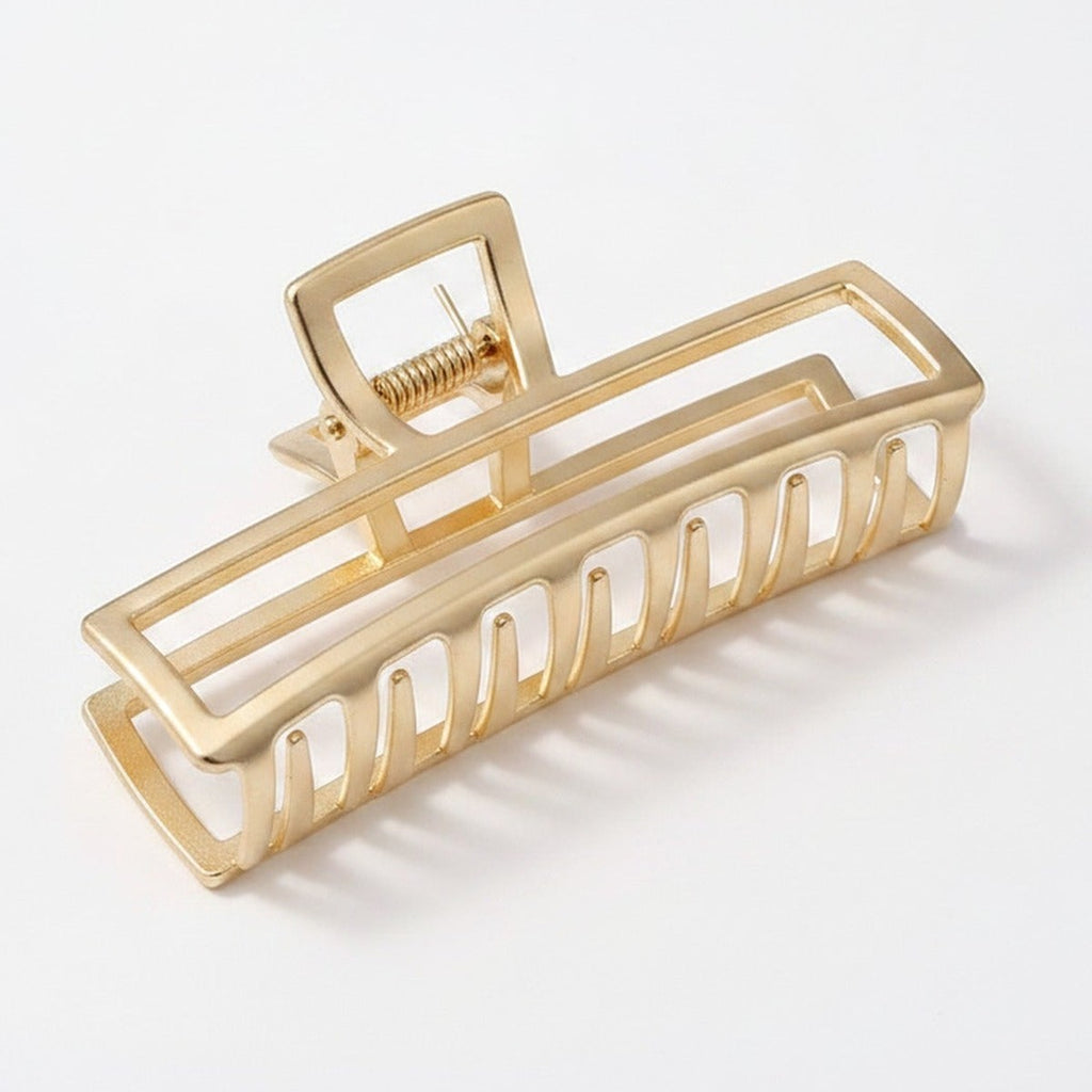 Gold Checkered Hair Claw Clip – hair accessories (view 1)