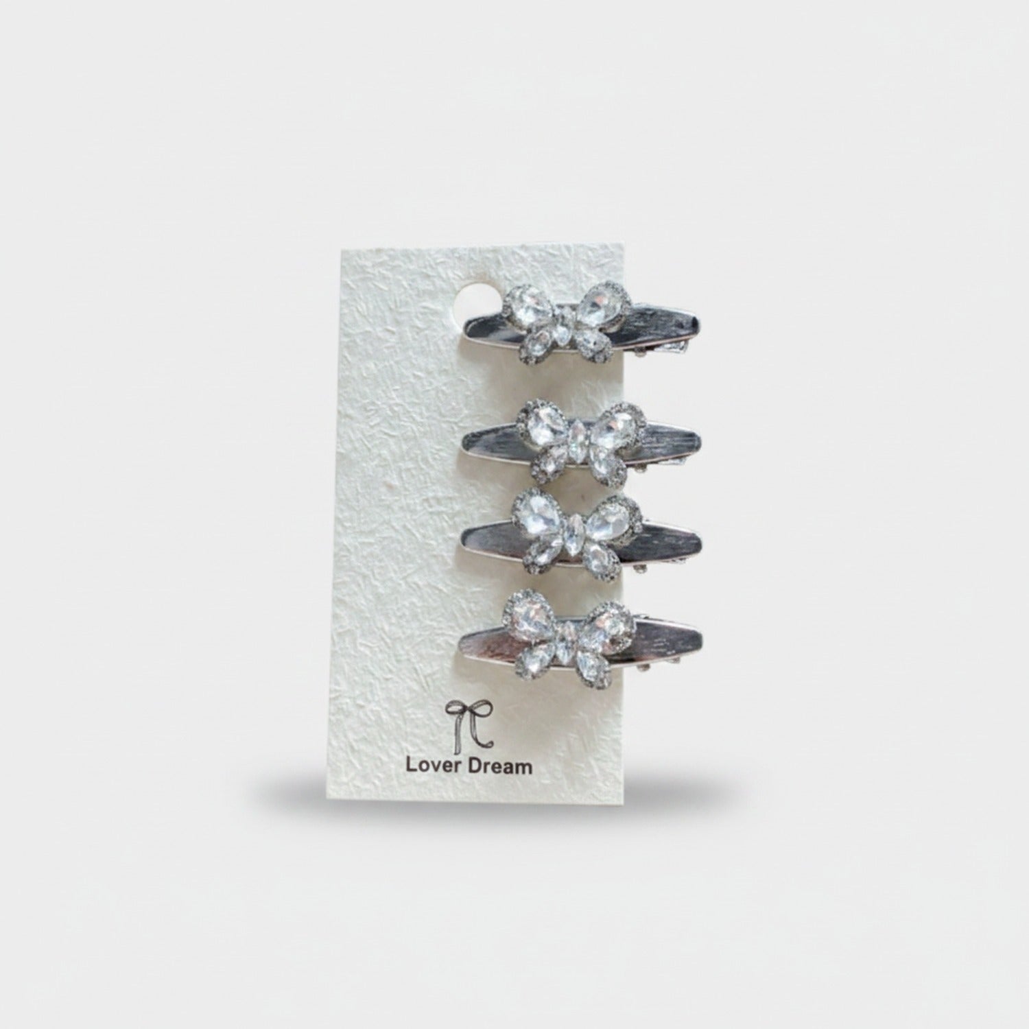 Gemstone Heart Claw Hair Clip Set Crystal Butterfly