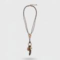 Beaded Pearl Charm Pendant Necklace - Bronze Star Feather – jewelry (view 1)