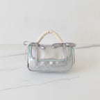 Soft Madeing Bow Handle Cosmetic Bag - Soft Silver