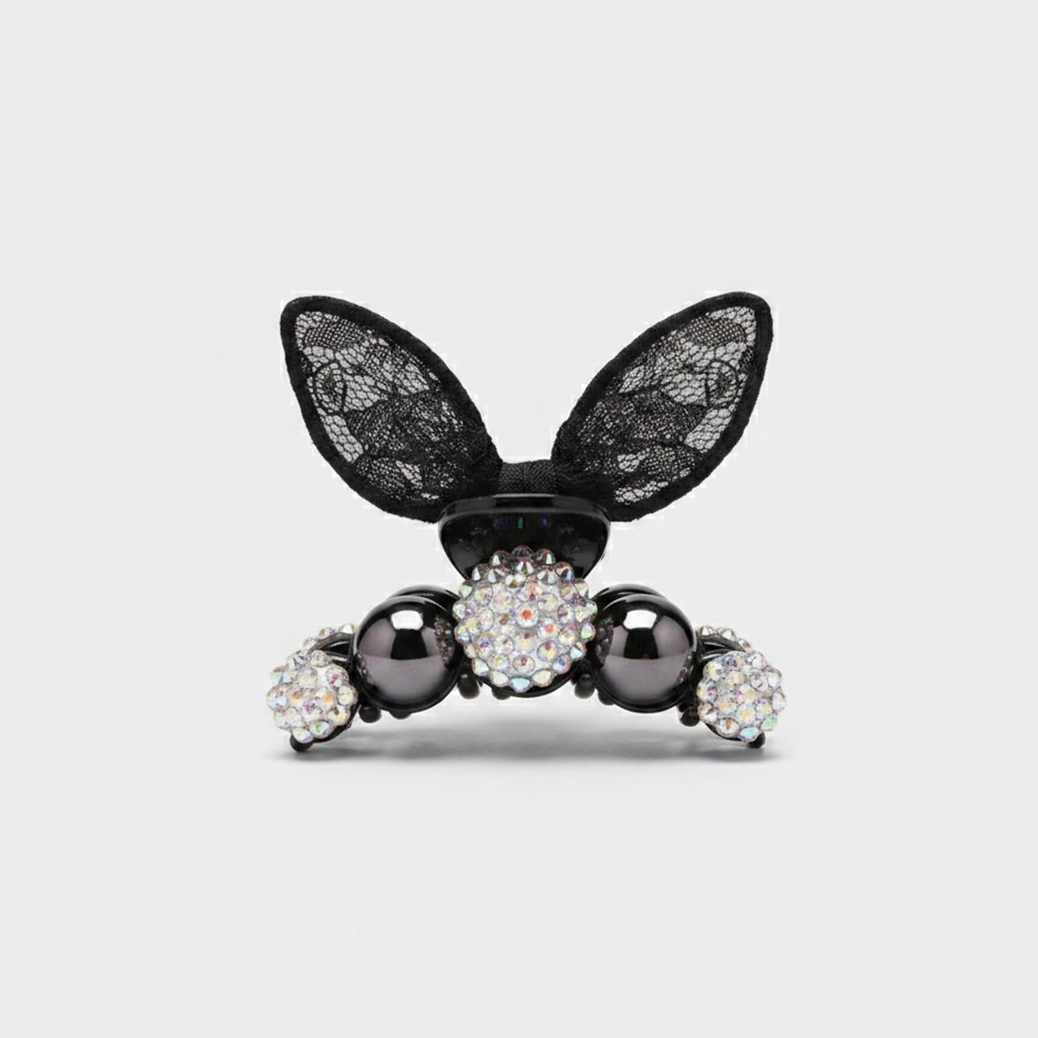 Black Lace Bunny Ears Rhinestone Hair Claw