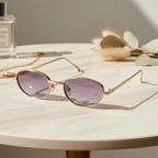 Oval Gold Frame Gradient Purple Sunglasses