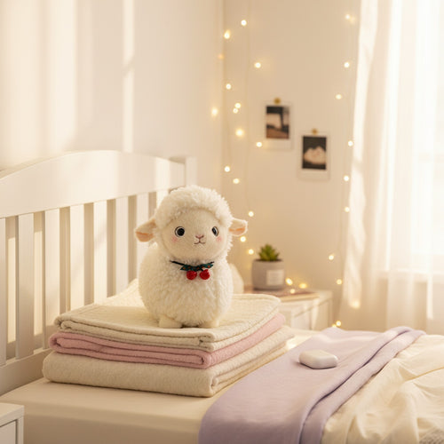 Adorable White Llama Plush Toy With Holiday Bells