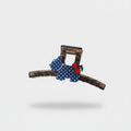 Blue Polka Dot Elephant Hair Claw With Cherry Charm