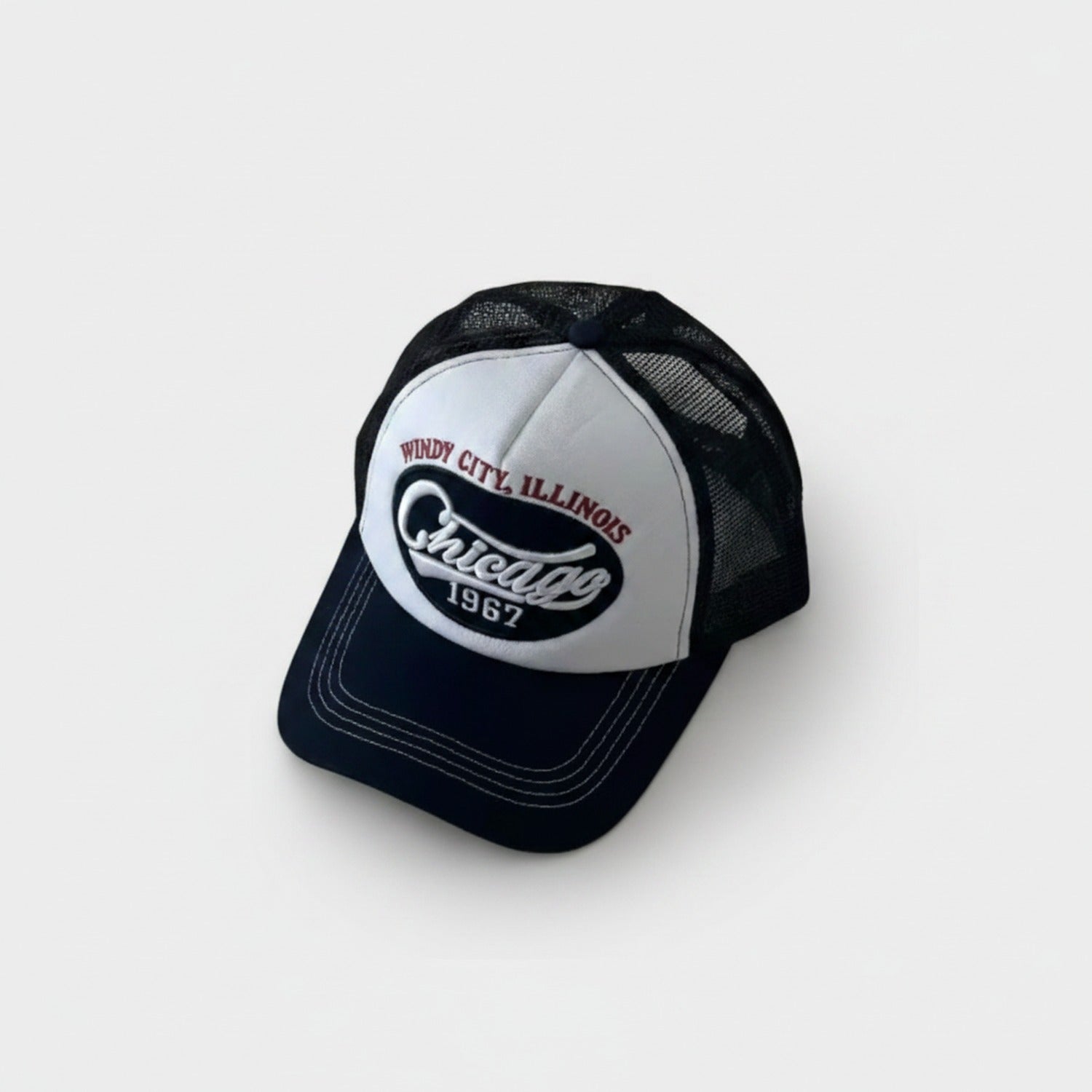 Chicago Windy City Trucker Cap Black White