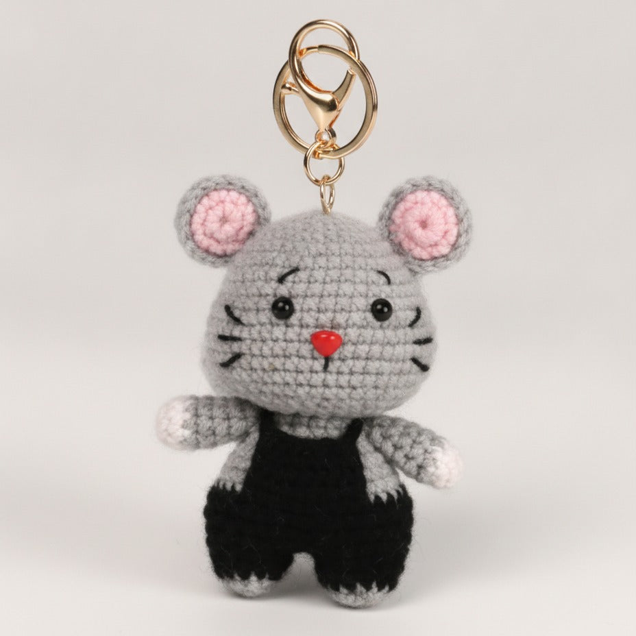 Mini Crochet Keychain DIY Kit - Gray Mouse