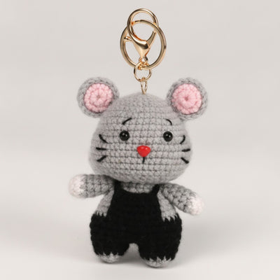 Mini Crochet Keychain DIY Kit - Gray Mouse