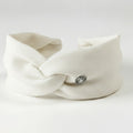 Ribbed Knit Hairband With Charm - Cream White – hair accessories (view 1)