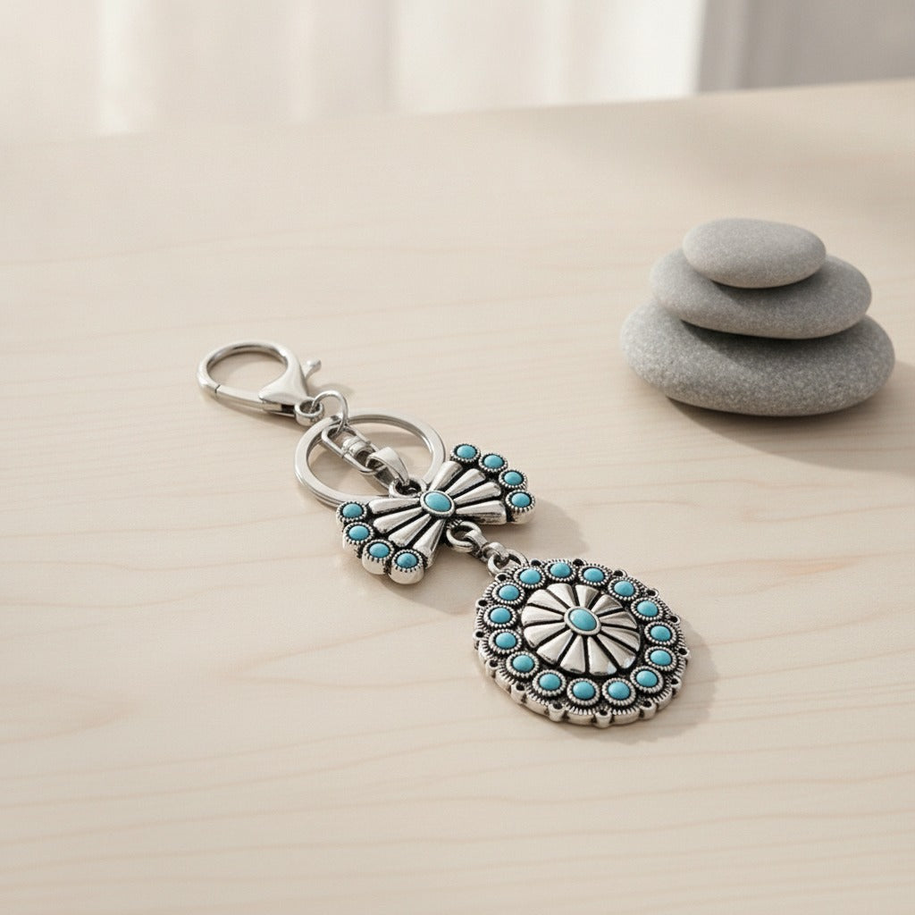 Western Turquoise Flower Keychain - Type 3